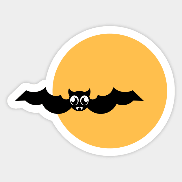 Cartoon bat with vampire teeth flying Sticker by SooperYela